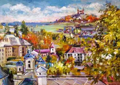 Banská Štiavnica s pohľadom na Kalváriu